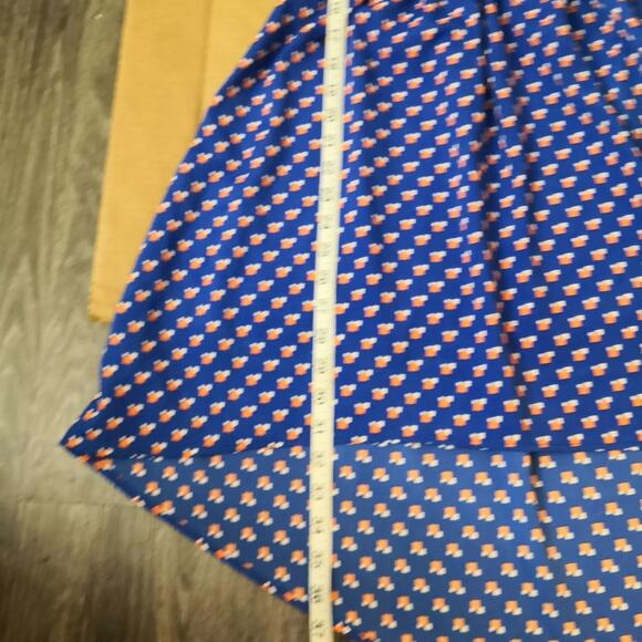 Trinity Orange/Blue Print High Low Midi Dress S Trad Wife Fairycore Minimalist - Picture 5 of 7